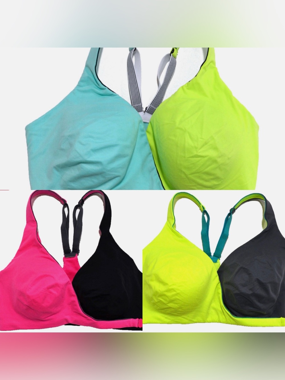 Wrap Sports Bra - Neon Green/Aqua, hot pink/black and neon green/black. NWT